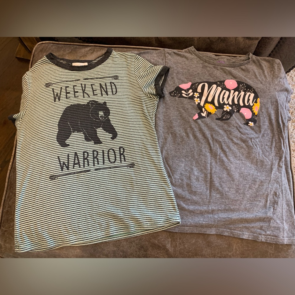Bear graphic t-shirt lot bundle set of 2. “Mama Bear” + “Weekend Warrior”